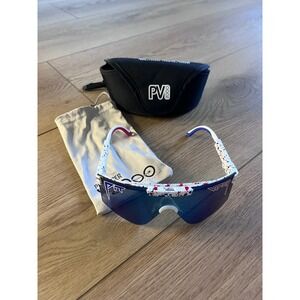 Pit Viper 2000 Sunglasses Blue Mirror Lens White Splatter Frame
